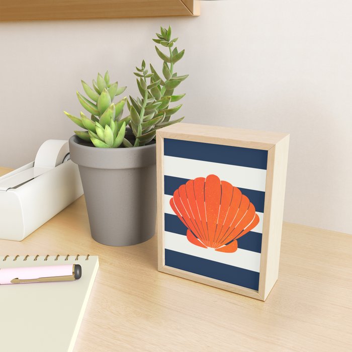 Orange clamshell and navy stripes Mini Art Print Gallery Image 2