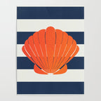 Orange clamshell and navy stripes Poster Gallery Image 4