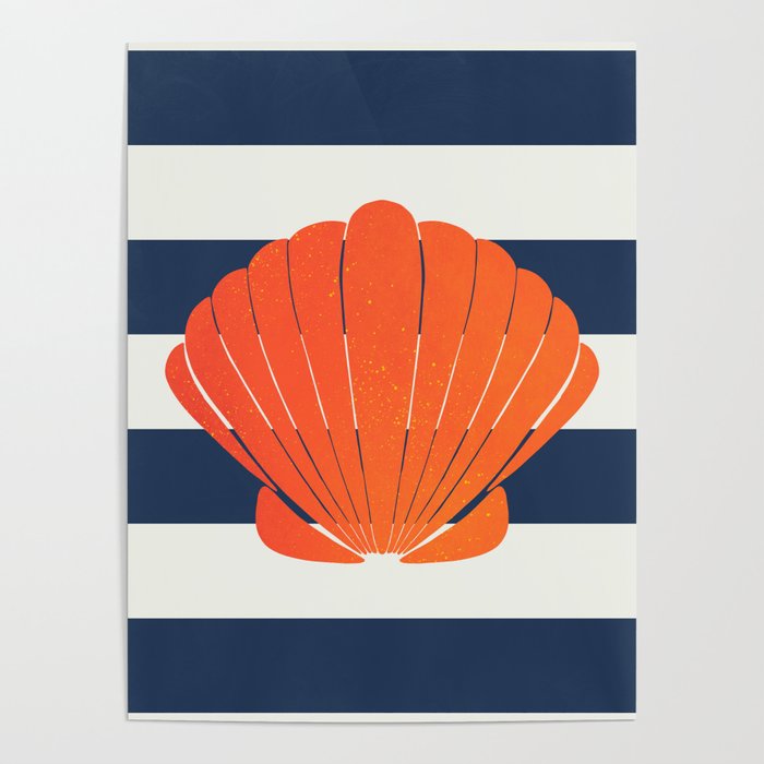 Orange clamshell and navy stripes Poster Gallery Image 4