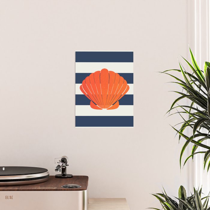 Orange clamshell and navy stripes Poster Gallery Image 2