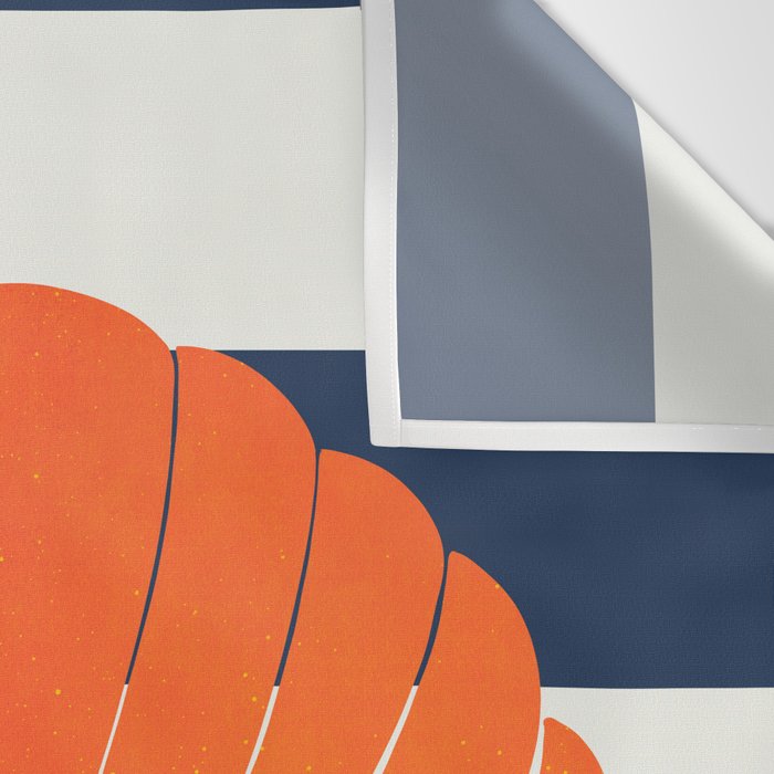 Orange clamshell and navy stripes Wall Tapestry Gallery Image 3