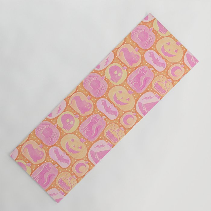 Halloween Pumpkins - pink and orange Yoga Mat Gallery Image 1