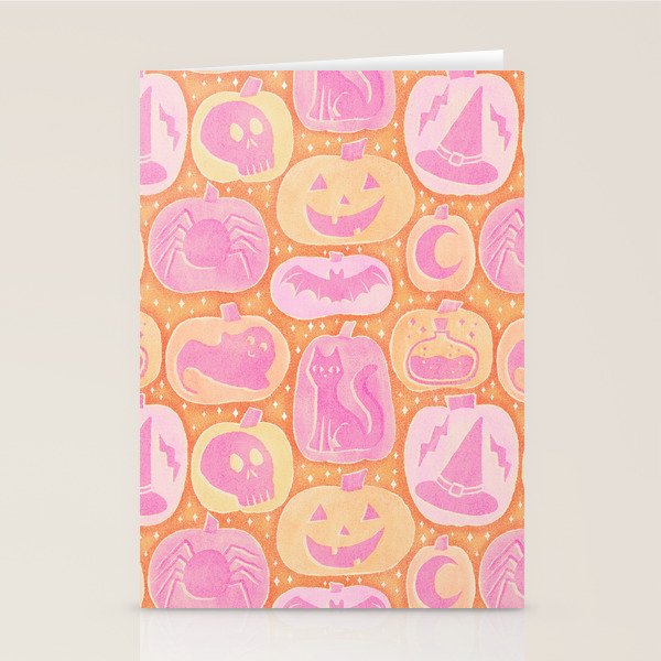 Halloween Pumpkins - pink and orange Stationery Card Gallery Image 1