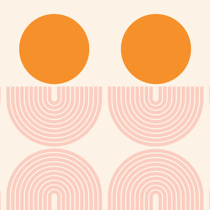 Mid Century Modern Geometric 43 in Coral Orange (Rainbow and Sun Abstraction) Coffee Mug Gallery Image 2
