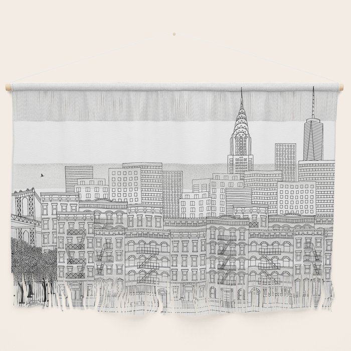 New York Hand Drawn Illustration Wall Hanging Gallery Image 1