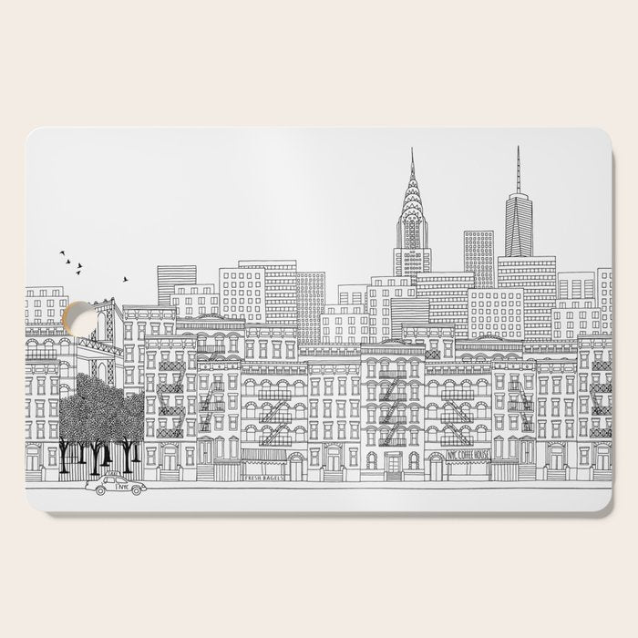 New York Hand Drawn Illustration Cutting Board Gallery Image 1