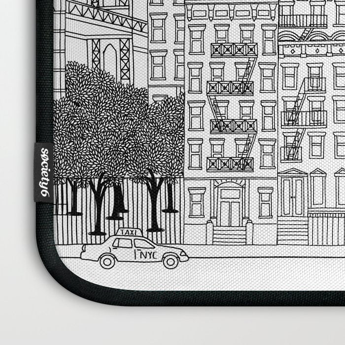 New York Hand Drawn Illustration Laptop Sleeve Gallery Image 3