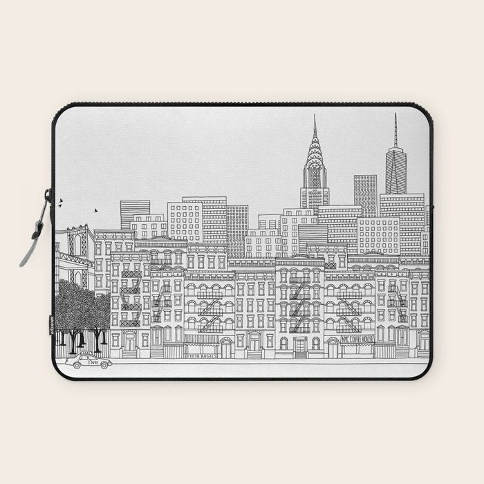 New York Hand Drawn Illustration Laptop Sleeve Gallery Image 1