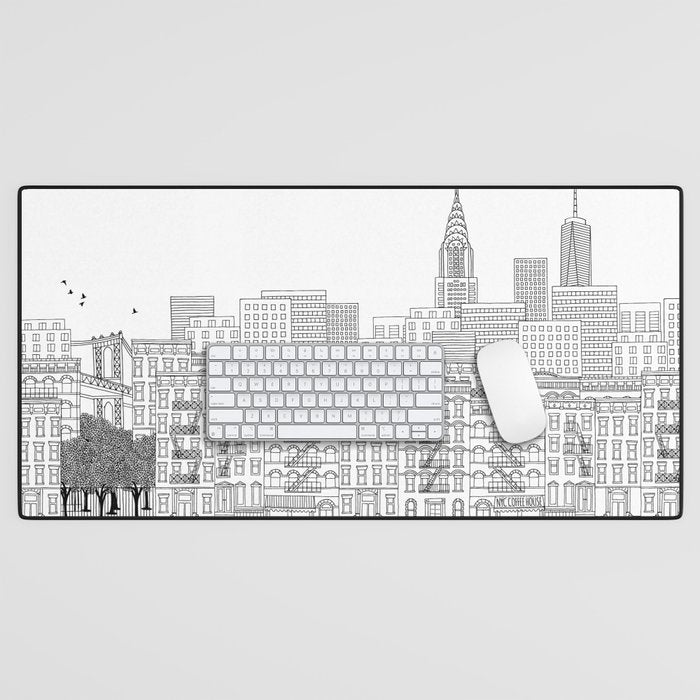 New York Hand Drawn Illustration Desk Mat Gallery Image 1