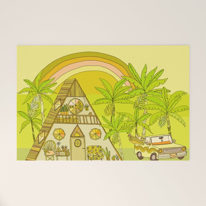 a frame simple living // banana pancakes // retro surf art by surfy birdy Welcome Mat Gallery Image 1