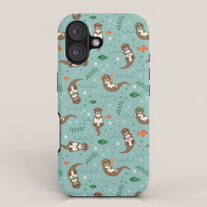 Kawaii Otters Playing Underwater iPhone Case Gallery Image 1