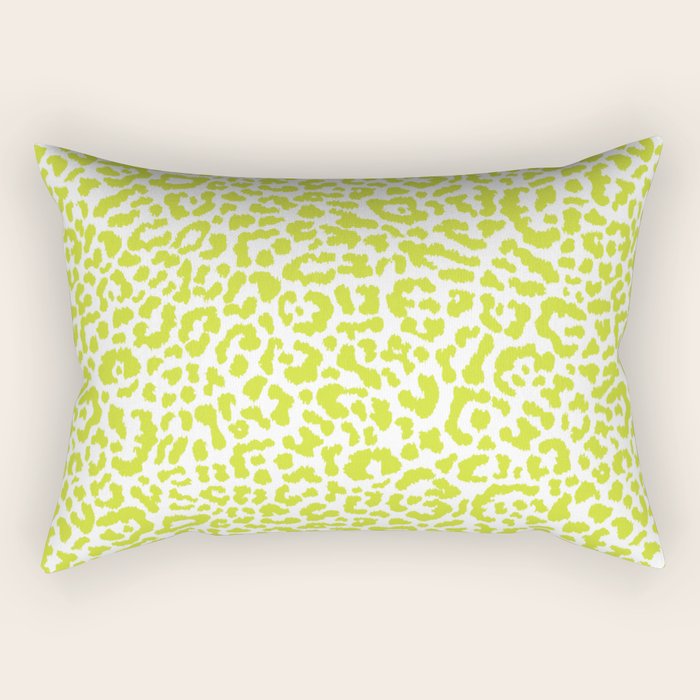 Chartreuse French Leopard Print Rectangular Pillow Gallery Image 2