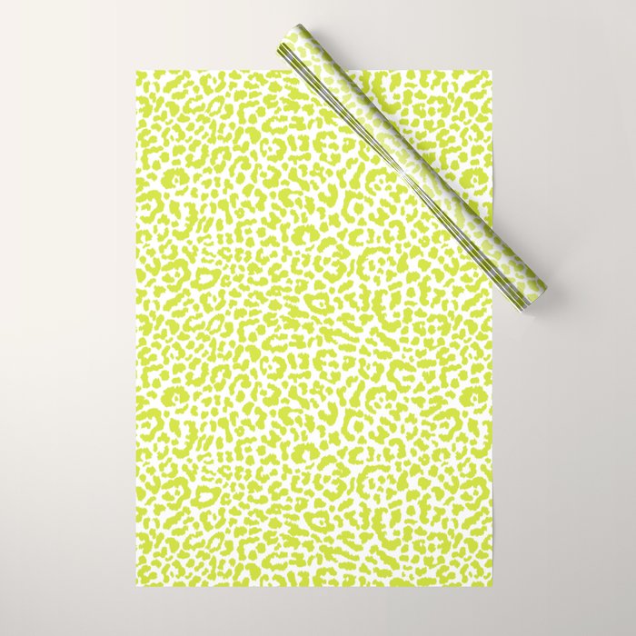 Chartreuse French Leopard Print Wrapping Paper Gallery Image 1