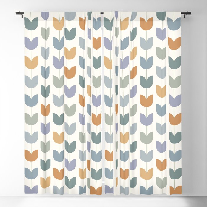 Spring Tulips XI Natural Multicolor Mid Century Flowers Window Curtain Gallery Image 5