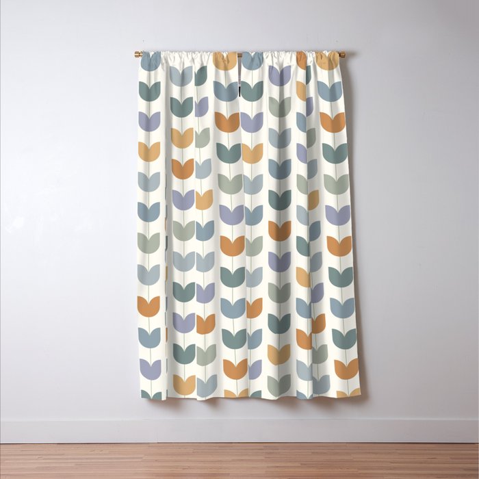 Spring Tulips XI Natural Multicolor Mid Century Flowers Window Curtain Gallery Image 3