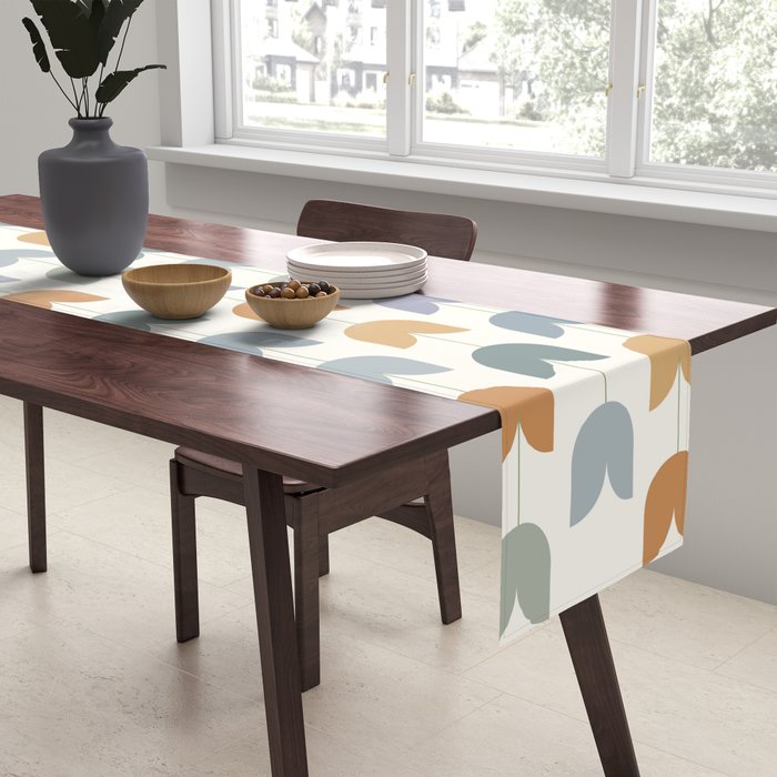 Spring Tulips XI Natural Multicolor Mid Century Flowers Table Runner Gallery Image 2
