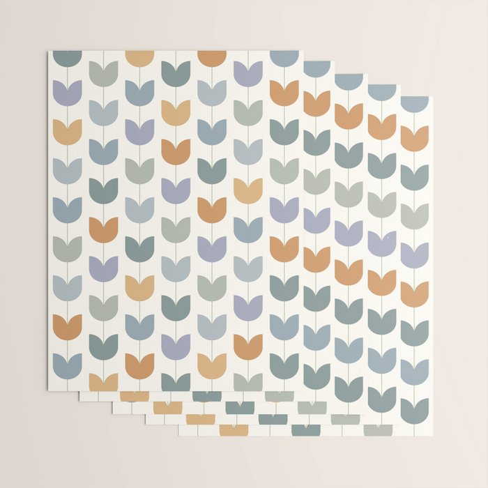 Spring Tulips XI Natural Multicolor Mid Century Flowers Wrapping Paper Gallery Image 3