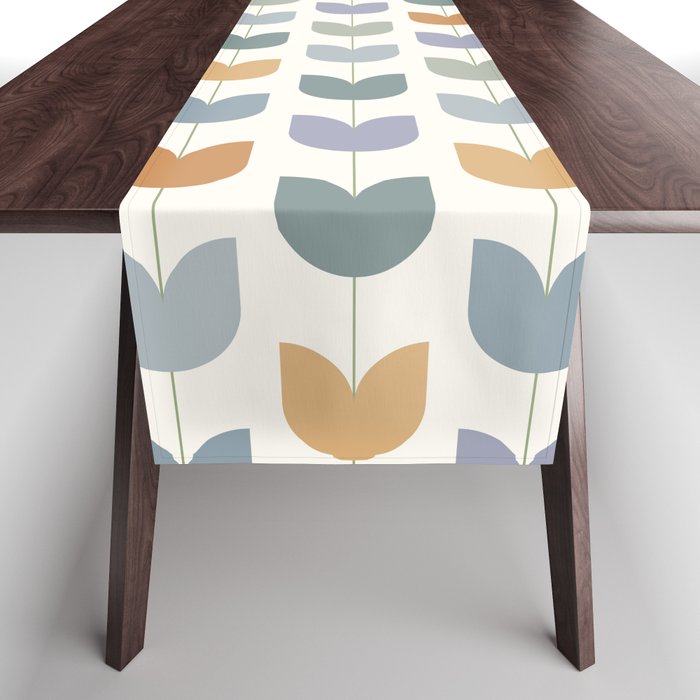 Spring Tulips XI Natural Multicolor Mid Century Flowers Table Runner Gallery Image 1