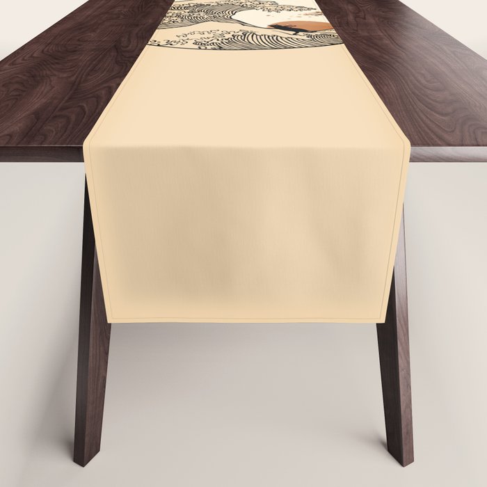 Autumn Tree spring fall Great Wave cat reading Table Runner Gallery Image 1