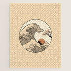 Autumn Tree spring fall Great Wave cat reading Jigsaw Puzzle Gallery Image 1