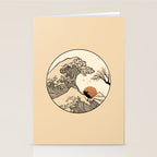 Autumn Tree spring fall Great Wave cat reading Stationery Card Gallery Image 2