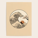 Autumn Tree spring fall Great Wave cat reading Poster Gallery Image 4