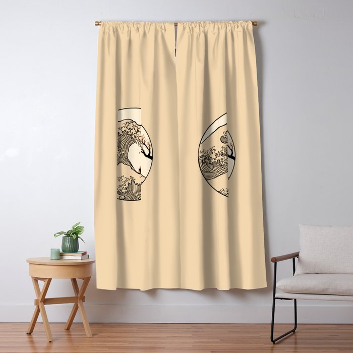 Autumn Tree spring fall Great Wave cat reading Window Curtain Gallery Image 5