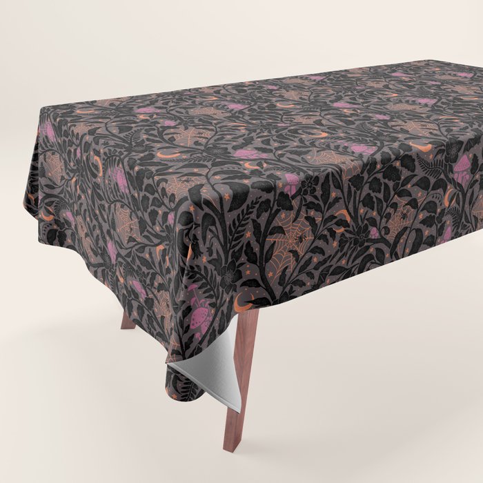 Mysterious Garden - black, gray, orange, and purple Tablecloth Gallery Image 1