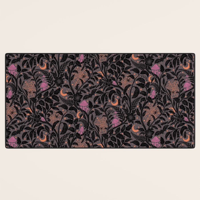 Mysterious Garden - black, gray, orange, and purple Desk Mat Gallery Image 3