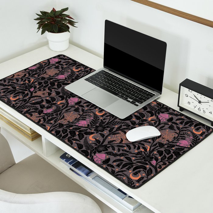 Mysterious Garden - black, gray, orange, and purple Desk Mat Gallery Image 2