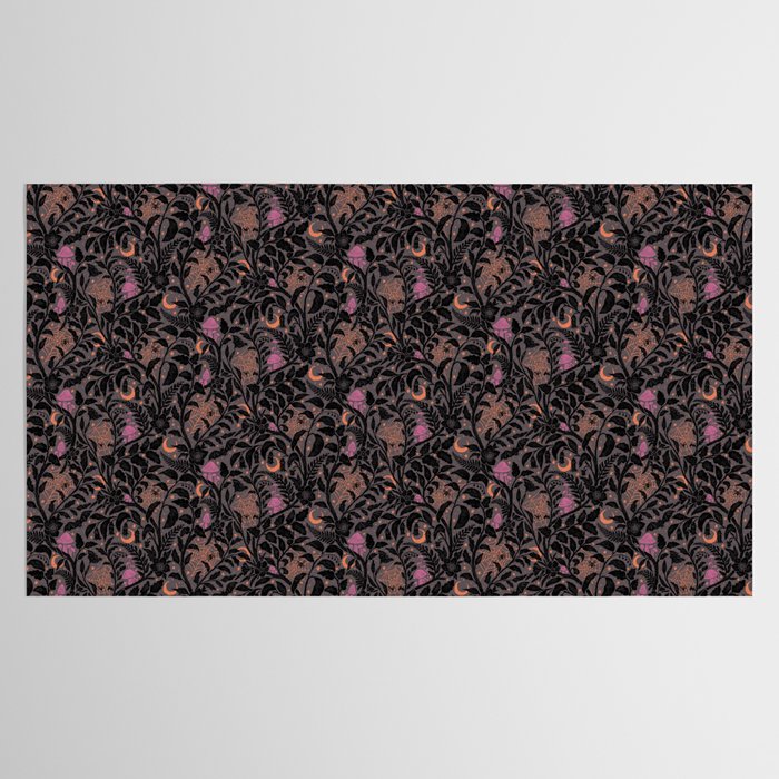 Mysterious Garden - black, gray, orange, and purple Tablecloth Gallery Image 2