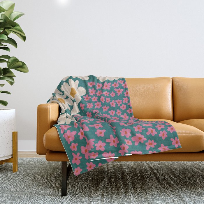 Pop-art abstract flower 2 Throw Blanket Gallery Image 1