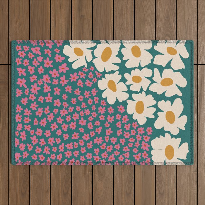 Pop-art abstract flower 2 Outdoor Rug Gallery Image 1