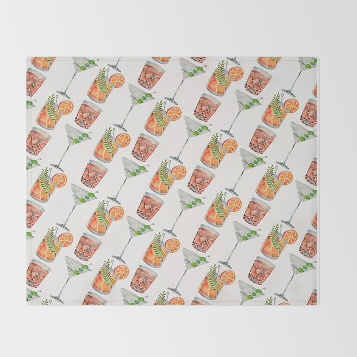Classic Cocktails  - 1960s Watercolor Lineup Throw Blanket Gallery Image 2