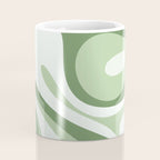 Mod Swirl Retro Abstract Pattern in Olive Sage Green and Light Blue Coffee Mug Gallery Image 4