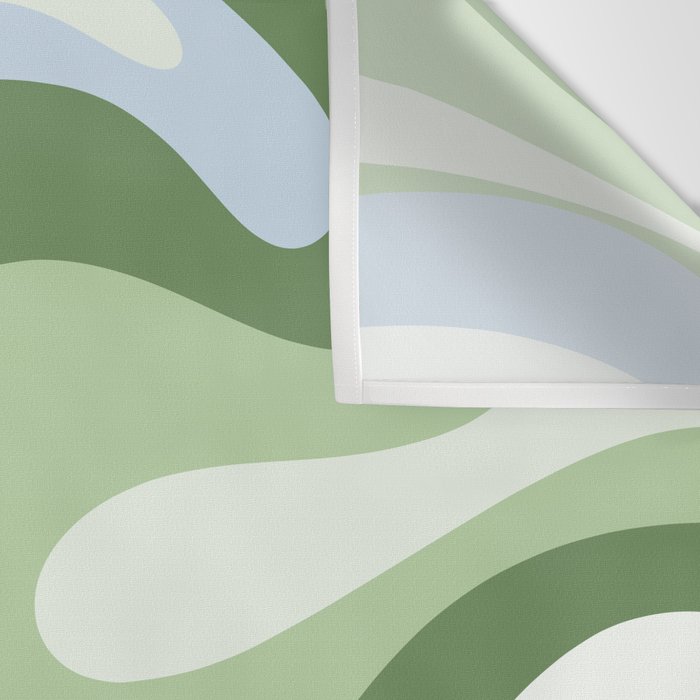 Mod Swirl Retro Abstract Pattern in Olive Sage Green and Light Blue Wall Tapestry Gallery Image 3