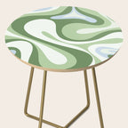 Mod Swirl Retro Abstract Pattern in Olive Sage Green and Light Blue Side Table Gallery Image 2