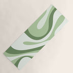 Mod Swirl Retro Abstract Pattern in Olive Sage Green and Light Blue Yoga Mat Gallery Image 1