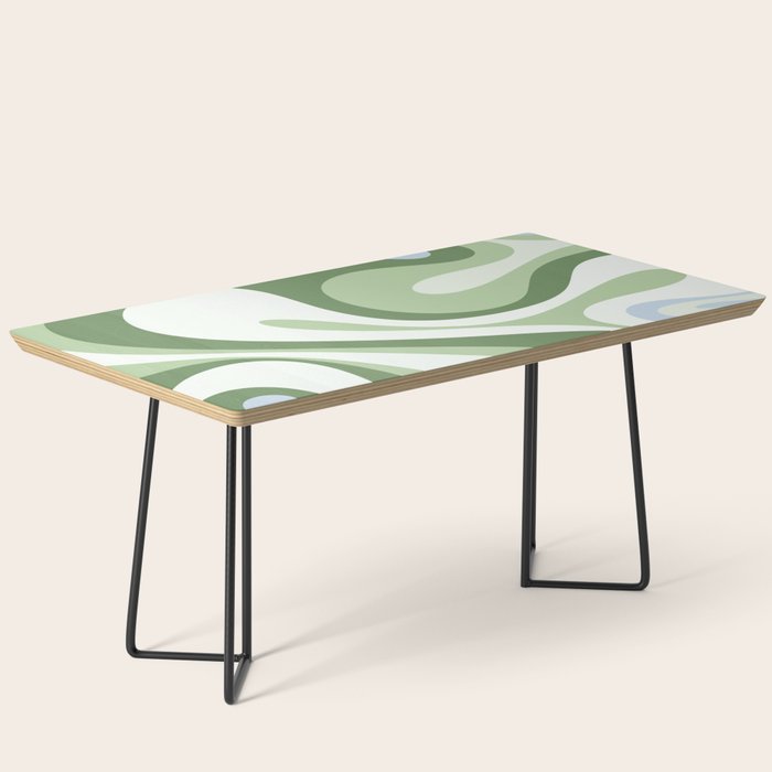 Mod Swirl Retro Abstract Pattern in Olive Sage Green and Light Blue Coffee Table Gallery Image 1