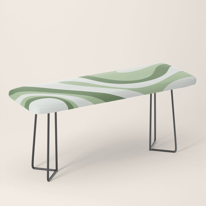 Mod Swirl Retro Abstract Pattern in Olive Sage Green and Light Blue Bench Gallery Image 1