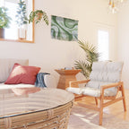 Mod Swirl Retro Abstract Pattern in Olive Sage Green and Light Blue Wall Hanging Gallery Image 2