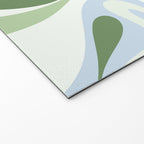 Mod Swirl Retro Abstract Pattern in Olive Sage Green and Light Blue Welcome Mat Gallery Image 2