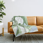 Mod Swirl Retro Abstract Pattern in Olive Sage Green and Light Blue Throw Blanket Gallery Image 1