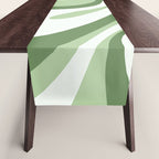 Mod Swirl Retro Abstract Pattern in Olive Sage Green and Light Blue Table Runner Gallery Image 1