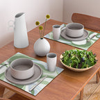 Mod Swirl Retro Abstract Pattern in Olive Sage Green and Light Blue Placemat Gallery Image 2
