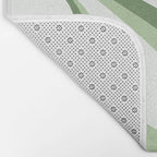 Mod Swirl Retro Abstract Pattern in Olive Sage Green and Light Blue Bath Mat Gallery Image 2