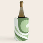 Mod Swirl Retro Abstract Pattern in Olive Sage Green and Light Blue Wine Chiller Gallery Image 1