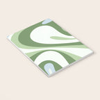 Mod Swirl Retro Abstract Pattern in Olive Sage Green and Light Blue Notebook Gallery Image 3