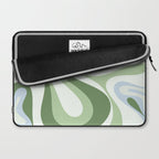 Mod Swirl Retro Abstract Pattern in Olive Sage Green and Light Blue Laptop Sleeve Gallery Image 2
