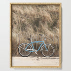 Blue Beach Bike In Holland Photo | Dutch Grass Dunes Summer Holiday Art Print | Europe Travel Photography Serving Tray Gallery Image 1